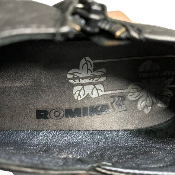 Romika Women's Black Leather Antique Victorian Steampunk Ankle Boots - Picture 6 of 9